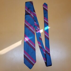 Robert Talbott Silk Repp Tie England USA Blue Burgundy Gold Stripe